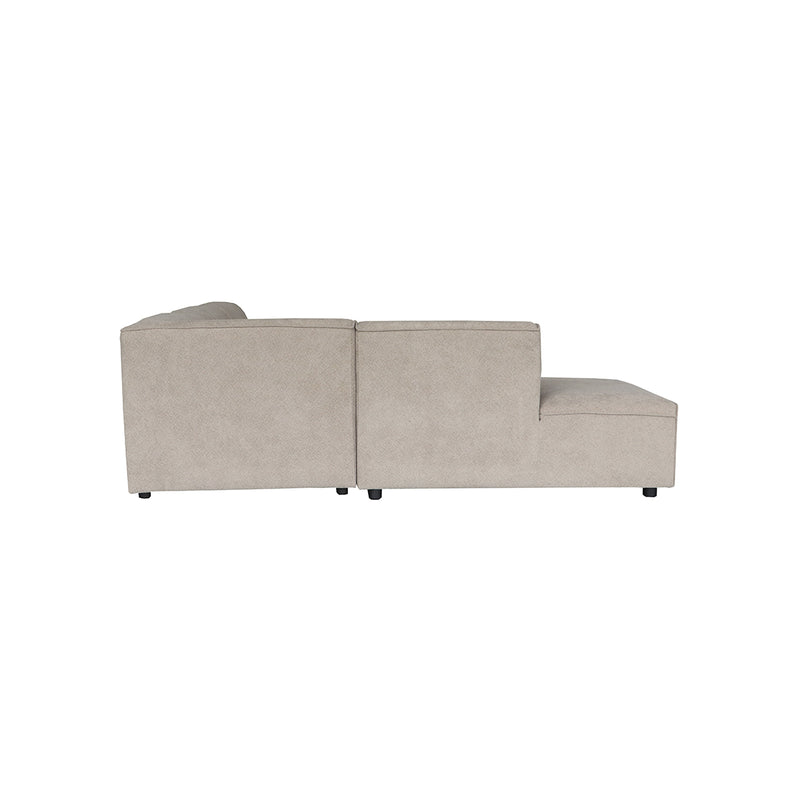 SOFA SECCIONAL ESTACIONARIO EN TELA KAKI Y PATAS NEGRAS