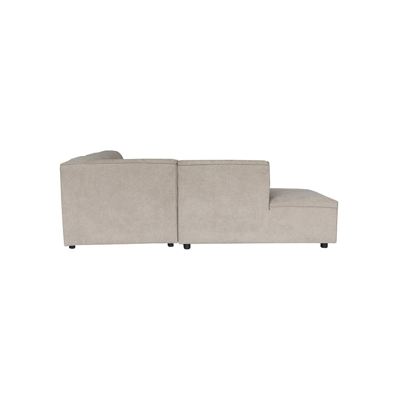 SOFA SECCIONAL ESTACIONARIO EN TELA KAKI Y PATAS NEGRAS