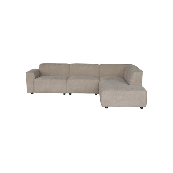 SOFA SECCIONAL ESTACIONARIO EN TELA KAKI Y PATAS NEGRAS
