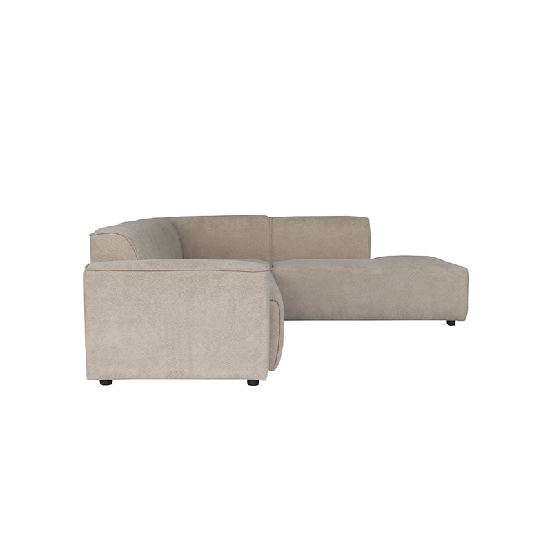 SOFA SECCIONAL ESTACIONARIO EN TELA KAKI Y PATAS NEGRAS