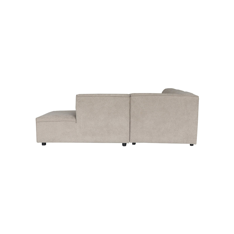 SOFA SECCIONAL ESTACIONARIO EN TELA KAKI Y PATAS NEGRAS
