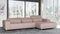 SOFA SECCIONAL ESTACIONARIO TELA BEIGE Y PATAS PLATEADAS