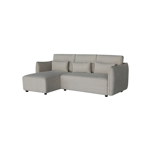SOFA SECCIONAL ESTACIONARIO EN TELA TEXTURIZADA BEIGE MARRON