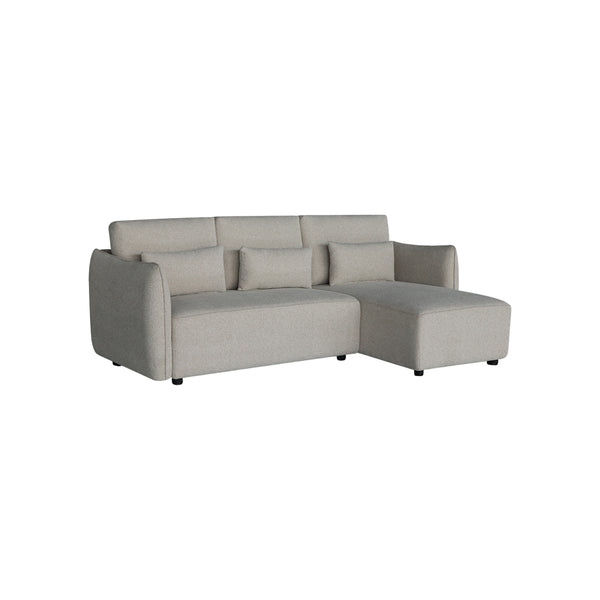 SOFA SECCIONAL ESTACIONARIO EN TELA TEXTURIZADA BEIGE MARRON