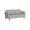 SOFA ESTACIONARIO DE TRES ASIENTOS EN TELA TEXTURIZADA BEIGE MARRON Y PATAS NEGRAS