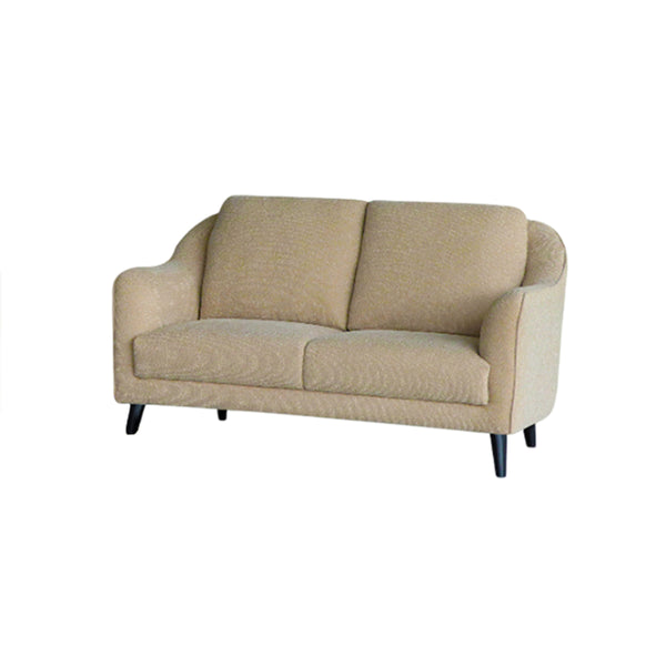 SOFA ESTACIONARIO DE DOS ASIENTOS EN TELA KAKI Y PATAS NEGRAS