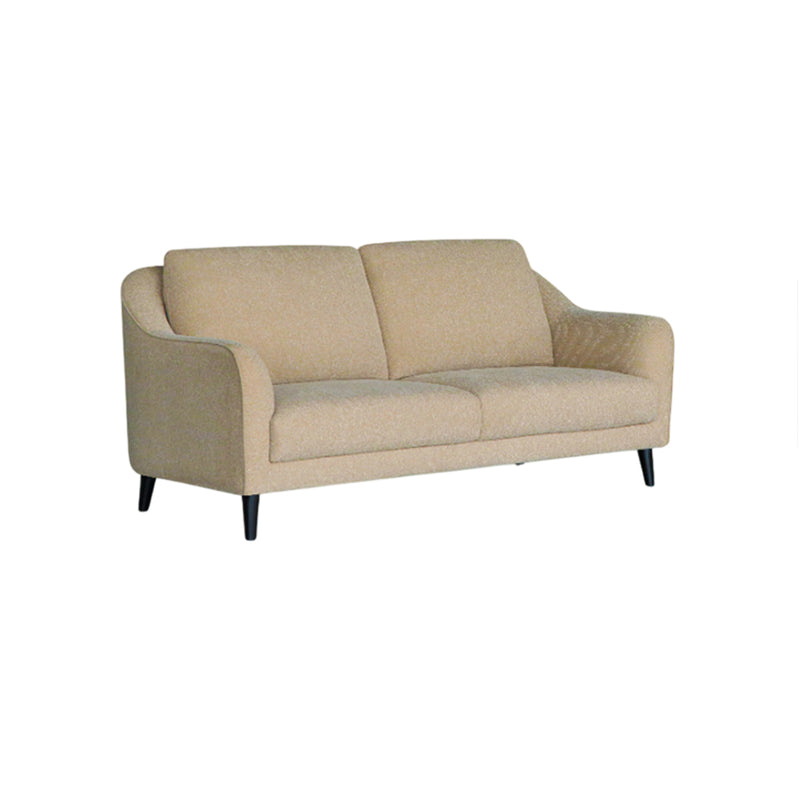 SOFA ESTACIONARIO DE TRES ASIENTOS EN TELA KAKI Y PATAS NEGRAS
