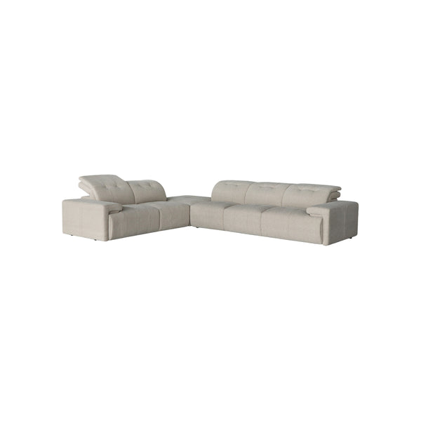 SOFA SECCIONAL ESTACIONARIO EN TELA BEIGE MARRON