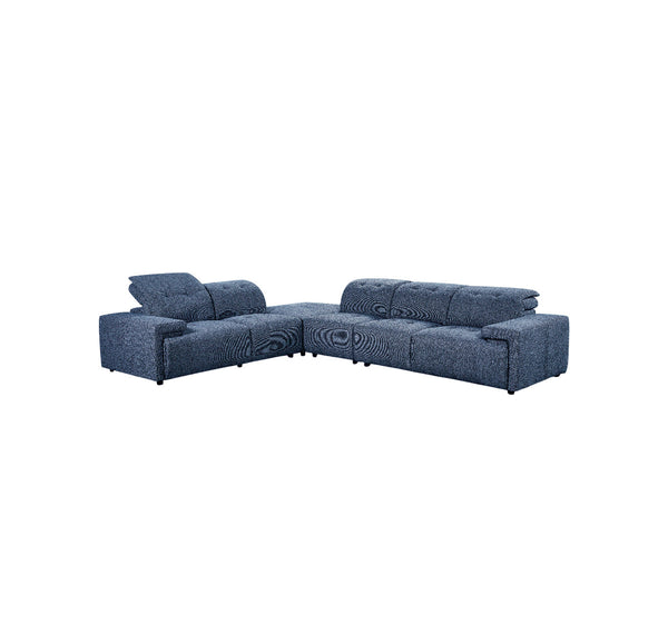 SOFA SECCIONAL ESTACIONARIO EN TELA AZUL
