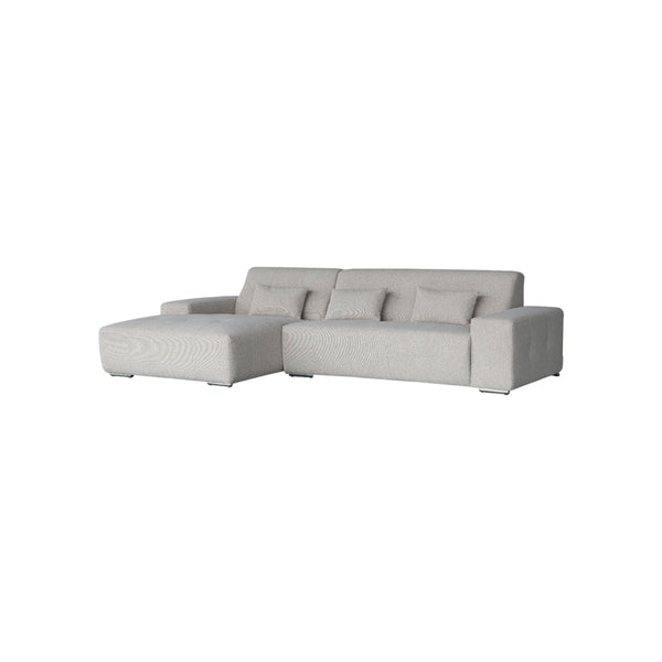 SOFA SECCIONAL ESTACIONARIO EN TELA TEXTURIZADA BEIGE MARRON