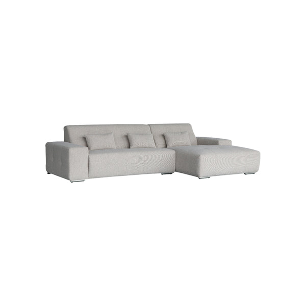 SOFA SECCIONAL ESTACIONARIO EN TELA TEXTURIZADA BEIGE MARRON