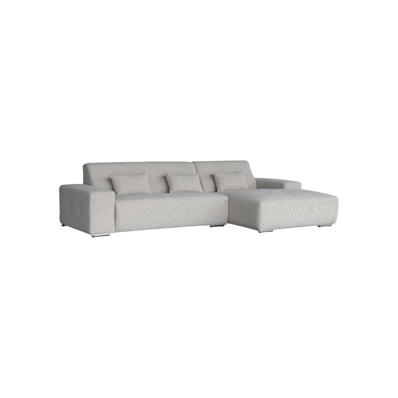 SOFA SECCIONAL ESTACIONARIO EN TELA TEXTURIZADA BEIGE MARRON