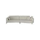 SOFA SECCIONAL ESTACIONARIO EN TELA BEIGE OFF WHITE Y PATAS NEGRAS