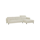 SOFA SECCIONAL ESTACIONARIO EN TELA BEIGE TAUPE Y PATAS NEGRAS