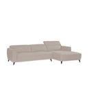 SOFA SECCIONAL ESTACIONARIO EN TELA BEIGE TAUPE Y PATAS NEGRAS
