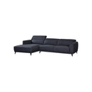 SOFA SECCIONAL ESTACIONARIO EN TELA AZUL Y PATAS NEGRAS