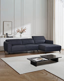 SOFA SECCIONAL ESTACIONARIO EN TELA Y PATAS NEGRAS