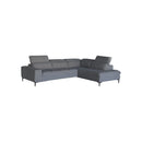 SOFA SECCIONAL ESTACIONARIO EN TELA GRIS Y PATAS NEGRAS