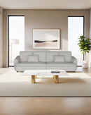 SOFA ESTACIONARIO DE TRES ASIENTOS EN TELA TEXTURIZADA OFF WHITE BEIGE