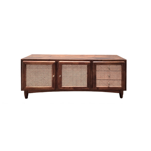 CREDENZA ACABADO DE MADERA Y PAJILLA