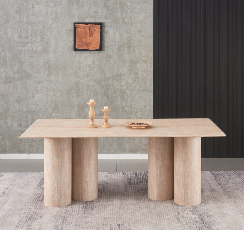 MESA DE COMEDOR CON TOPE DE MÁRMOL ARTIFICIAL Y BASE MDF