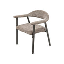 SILLA DE COMEDOR EN TELA TEXTURIZADA MARRON PATAS EN METAL ESTILO MADERA
