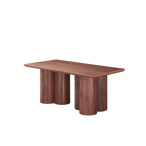 MESA DE COMEDOR CON TOPE LAMINADO EN MADERA Y BASE MDF