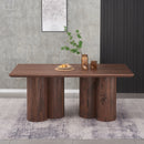 MESA DE COMEDOR CON TOPE LAMINADO EN MADERA Y BASE MDF