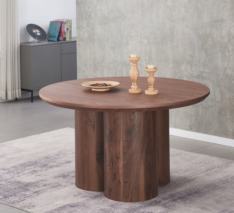 MESA DE COMEDOR CON TOPE LAMINADO EN MADERA Y BASE MDF