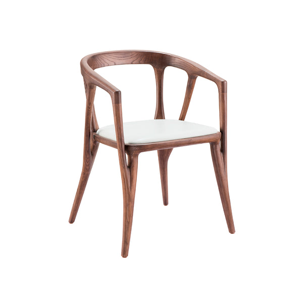 SILLA DE COMEDOR ACABADO DE MADERA Y ASIENTO EN TELA OFF WHITE