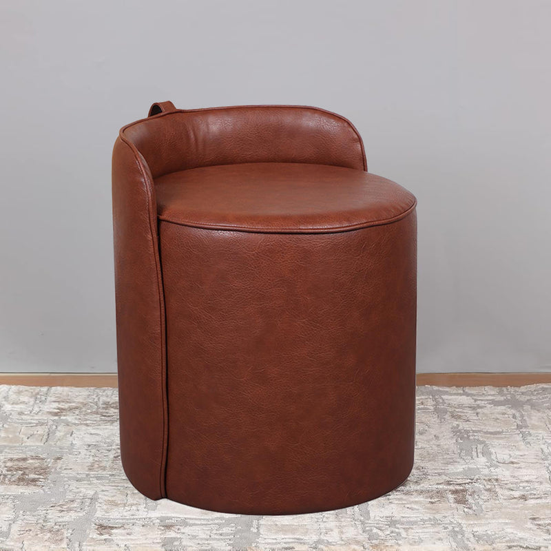 OTOMAN EN PIEL SINTETICA MARRON