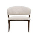 SILLA DE COMEDOR EN TELA BEIGE Y PATAS EN METAL ESTILO MADERA