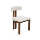 SILLA DE COMEDOR EN TELA BLANCA Y PATAS EN ACABADO DE MADERA