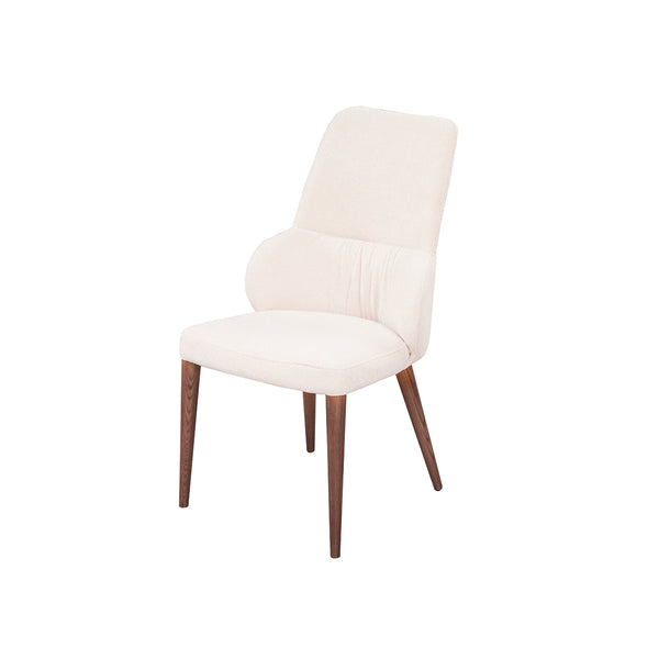 SILLAS DE COMEDOR EN TELA CREMA Y PATAS  EN MADERA DE FRESNO