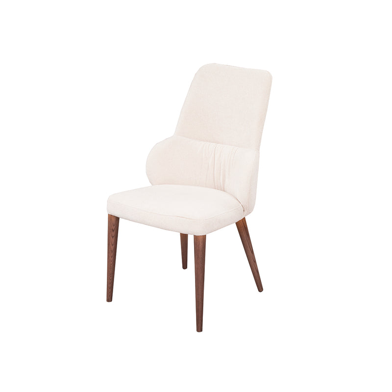 SILLAS DE COMEDOR EN TELA CREMA Y PATAS  EN MADERA DE FRESNO