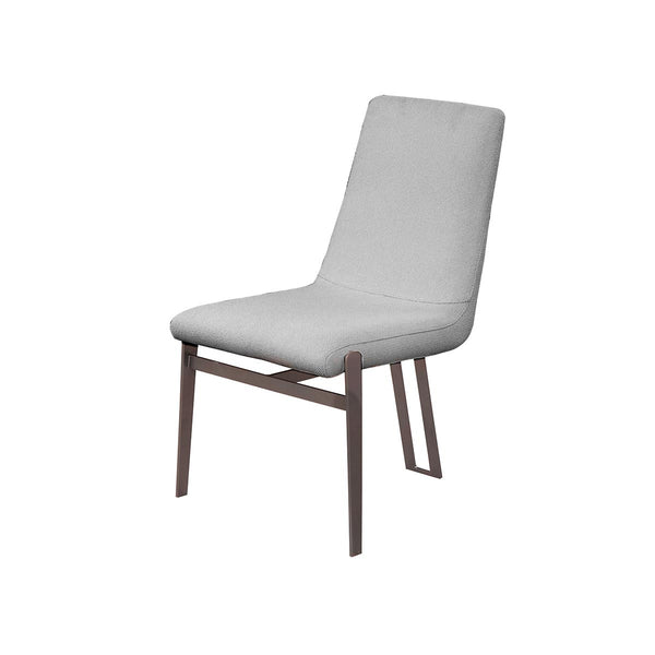 SILLA DE COMEDOR EN TELA GRIS Y PATAS EN  METAL
