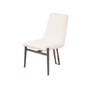 SILLA DE COMEDOR EN TELA BEIGE  Y PATAS EN METAL