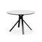 MESA DE COMEDOR CON TOPE REDONDO EN CERAMICA BLANCA  Y PATAS NEGRAS