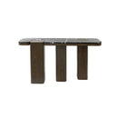 CONSOLA EN ACABADO MADERA Y TOPE ESTILO CERAMICA NEGRA