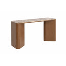 CONSOLA TOPE MARMOL Y BASE ACABADO DE MADERA