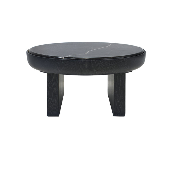 MESA DE CENTRO TOPE ESTILO MARMOL Y  ACABADO DE MADERA NEGRA