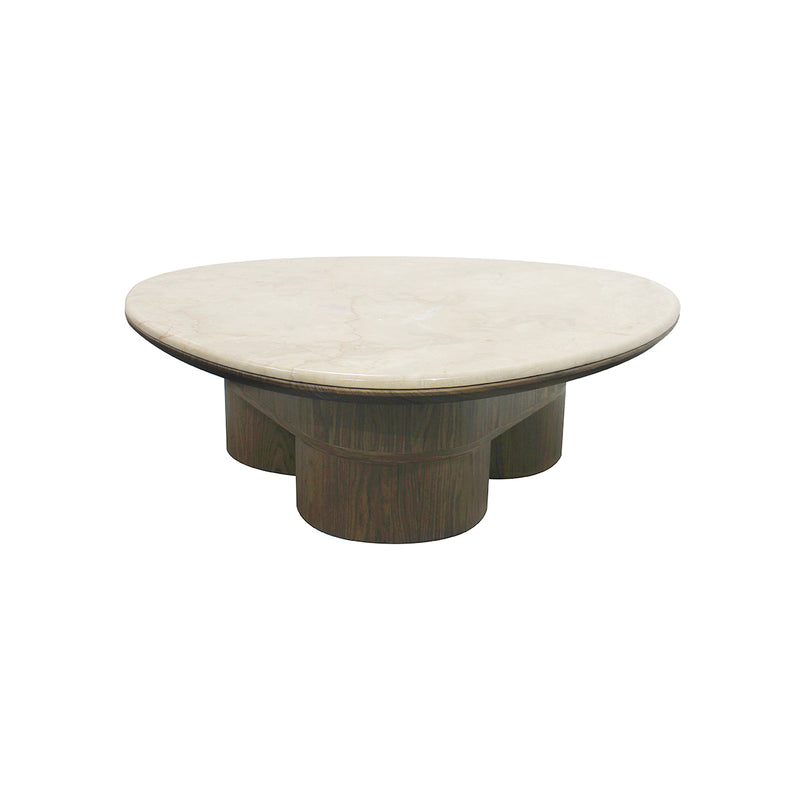 MESA DE CENTRO CON TOPE ESTILO MARMOL Y ACABADO MADERA