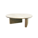 MESA DE CENTRO CON TOPE ESTILO MARMOL Y ACABADO MADERA