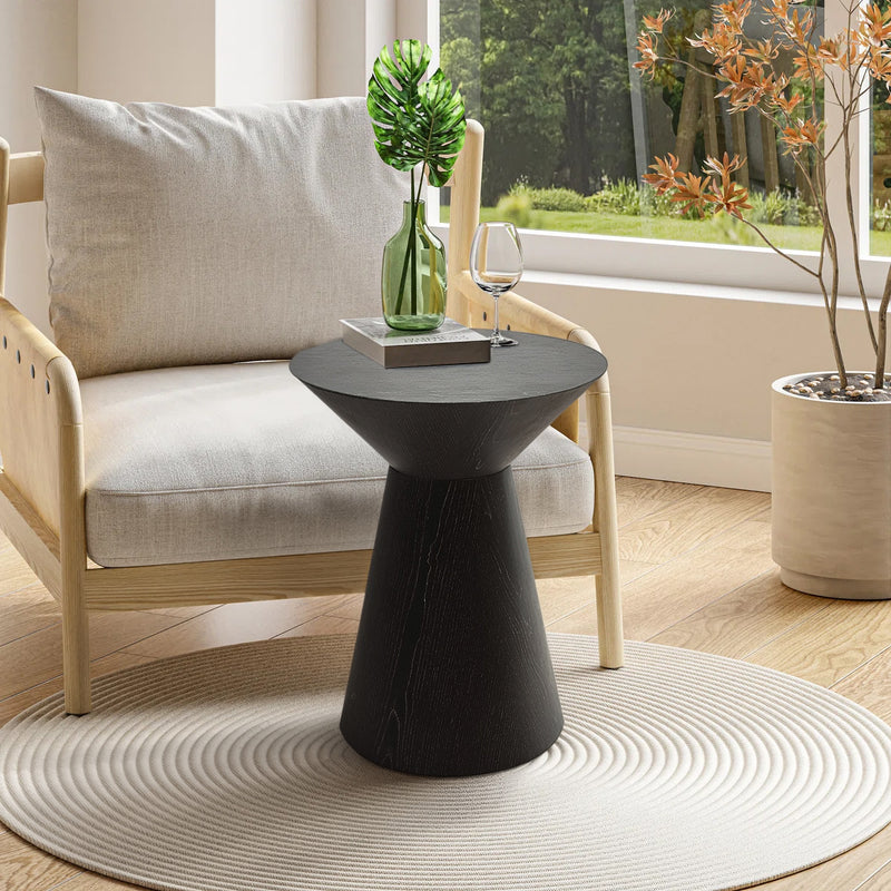 MESA LATERAL ACABADO DE MADERA NEGRA