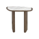 MESA LATERAL ACABADO DE MADERA CLARA Y FAUX MARBLE
