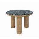 MESA LATERAL ACABADO DE MADERA CLARA Y FAUX MARBLE