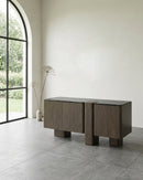 GABINETE TOPE DE MARMOL BLANCO Y BASE ACABADO DE MADERA