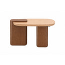 MESA DE CENTRO TOPE ACABADO DE MADERA NATURAL Y BASE ACABADO DE MADERA
