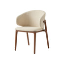 SILLA DE COMEDOR EN TELA CREMA Y PATAS ACABADO EN MADERA
