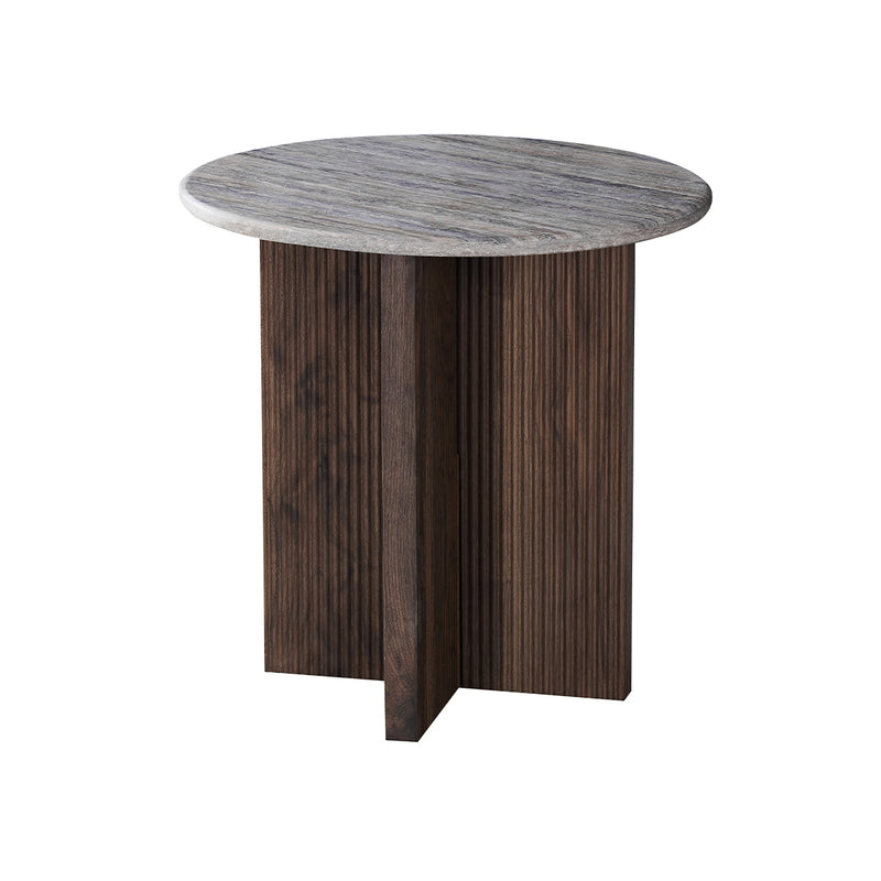 MESA LATERAL TOPE MARMOL ARTIFICIAL Y BASE MDF
